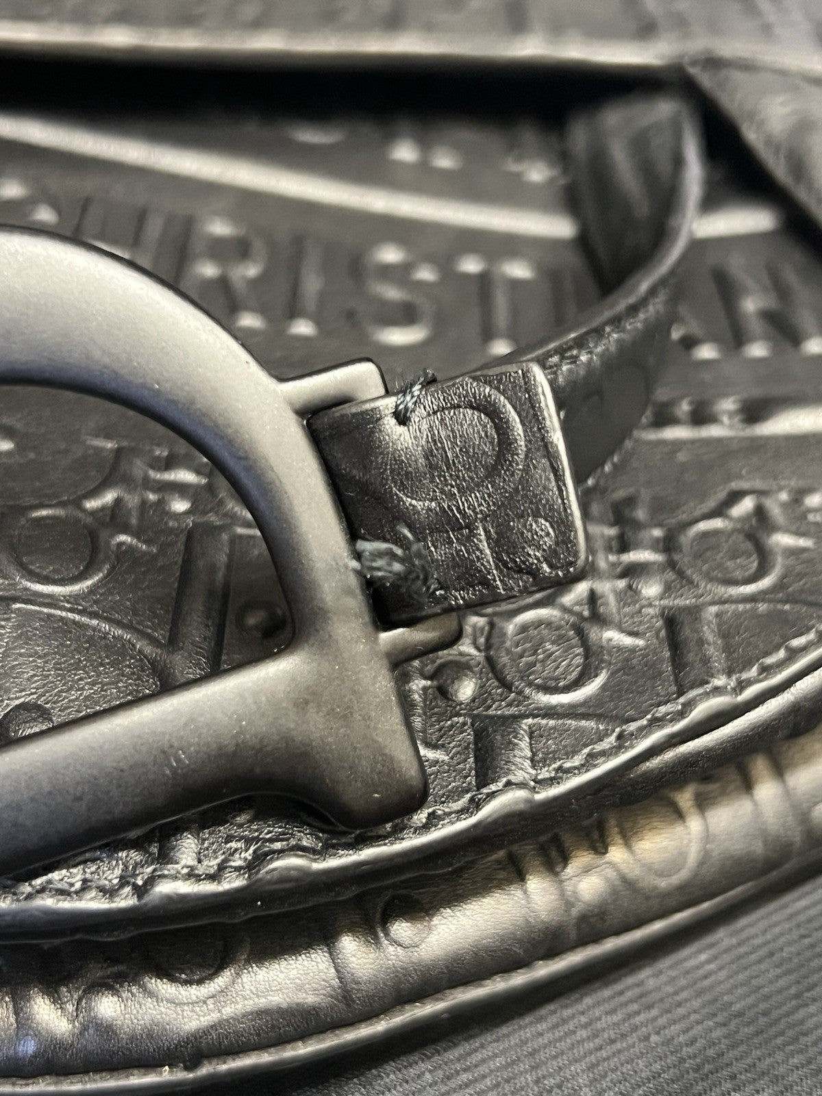 CHRISTIAN DIOR BLACK OBLIQUE EMBOSSED CALFSKIN SADDLE BAG — view 11