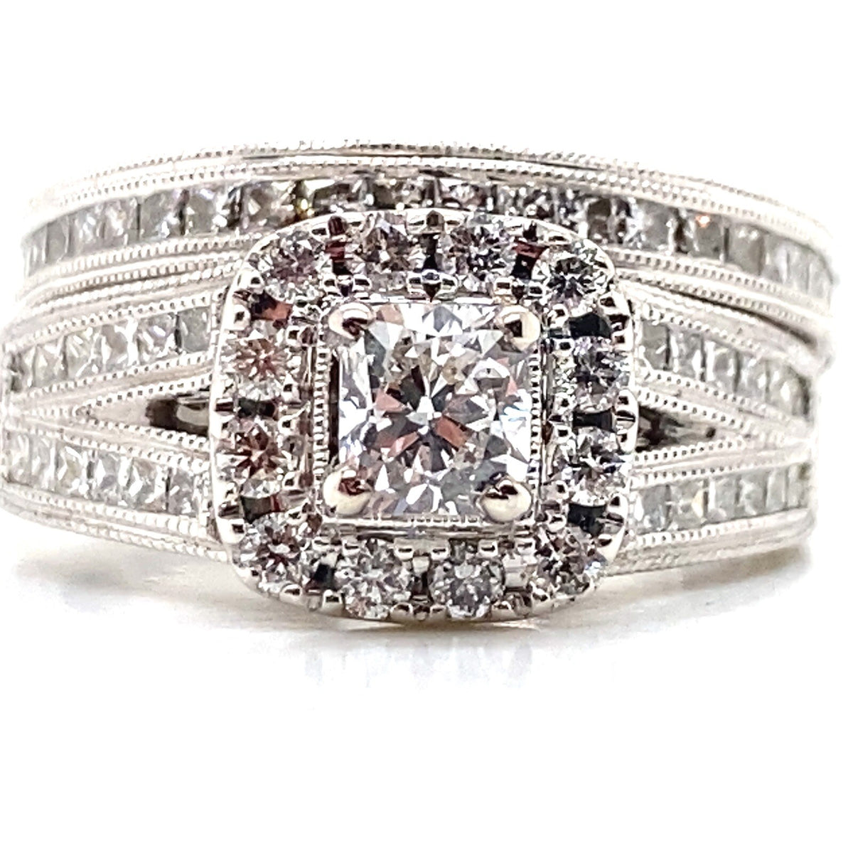 2.00tcw Neil Lane 14k White Gold and Diamond Engagement Ring and Wedding Band (view 2)
