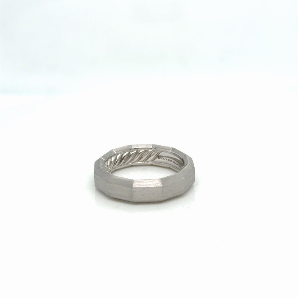 David Yurman Faceted Band Ring Brushed 18k White Gold 6 mm Size 8 — view 3