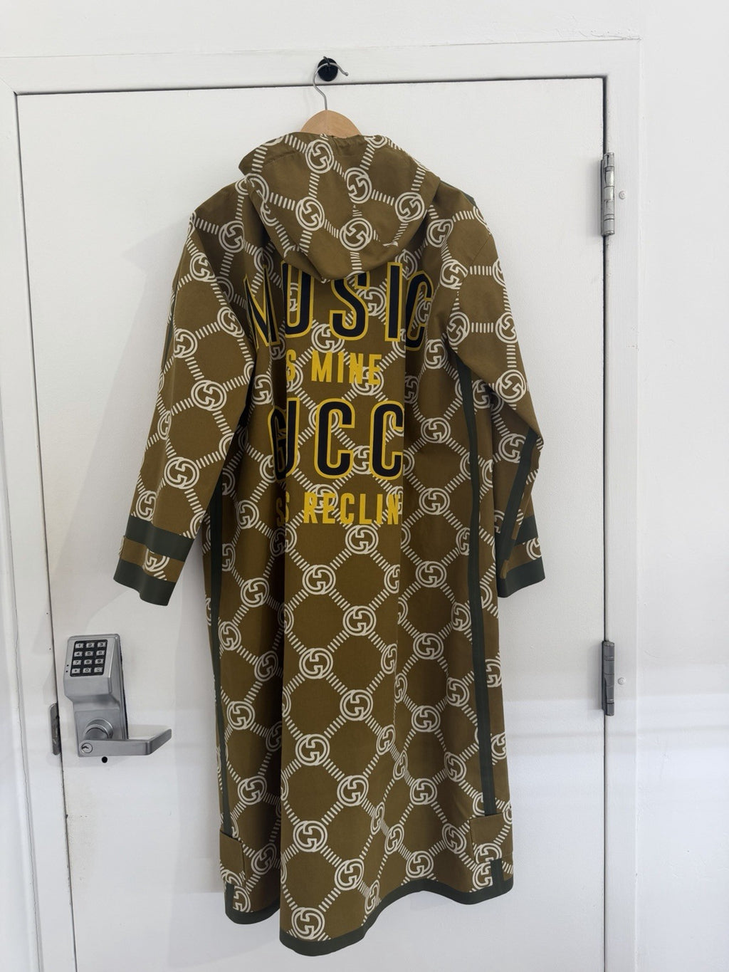Gucci 100th Anniversary Music is My Gucci Khaki Windbreaker Long Coat Size 403
