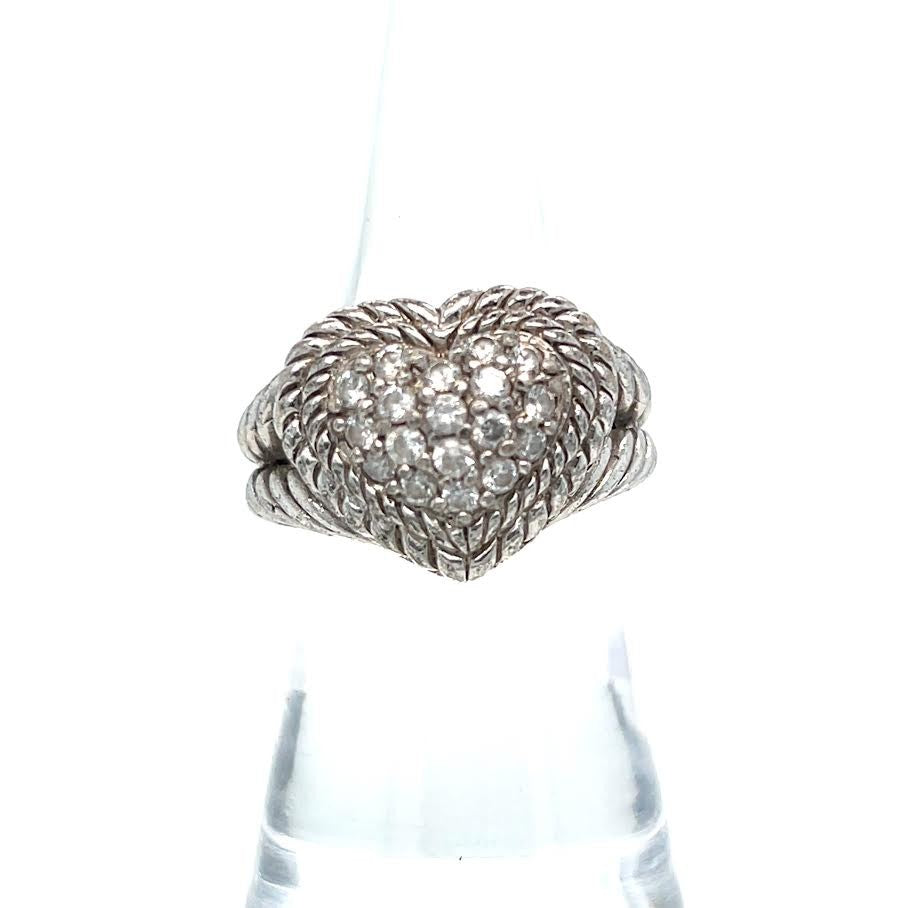 Judith Ripka Sterling Silver 925 Cubic Zirconia Heart Ring Size 6 (view 1)