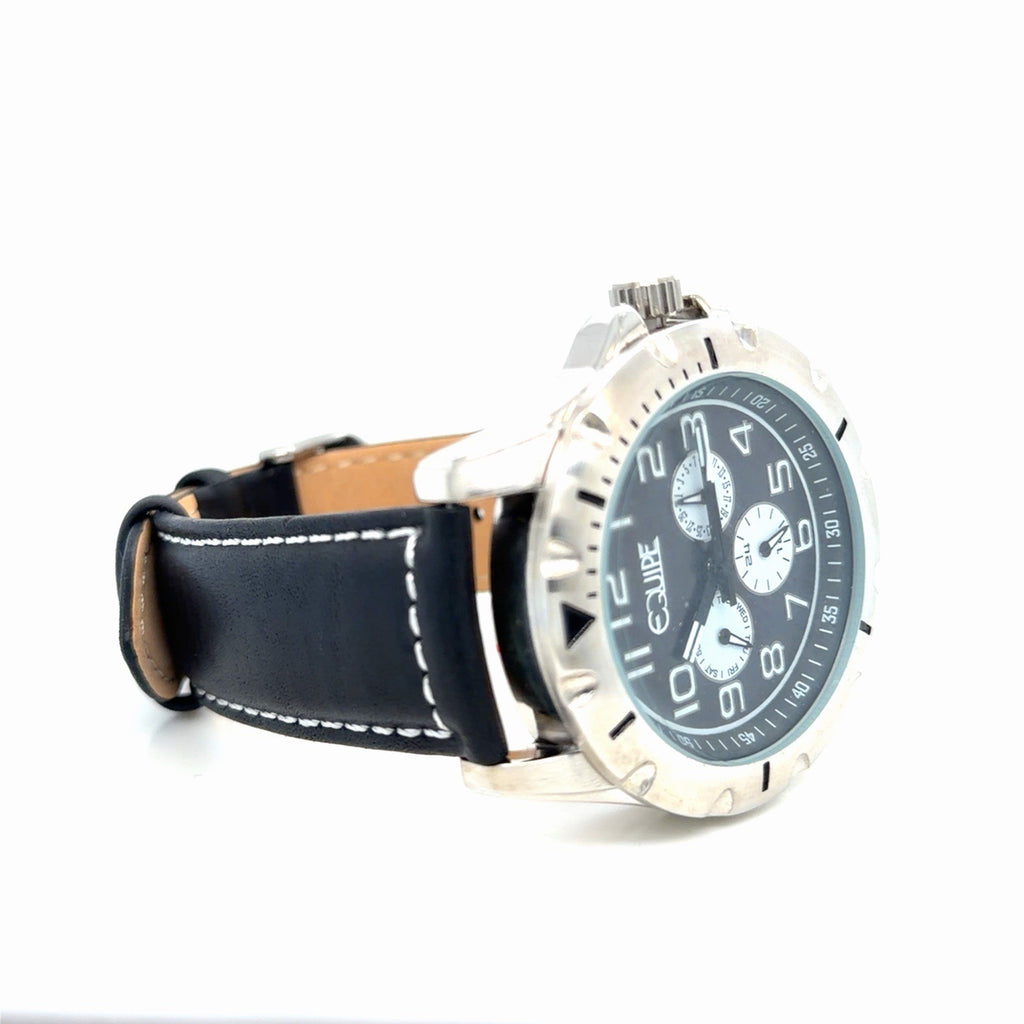 Equipe Turbo 44mm Black Leather Strap Men's Watch EQUT102 (view 3)