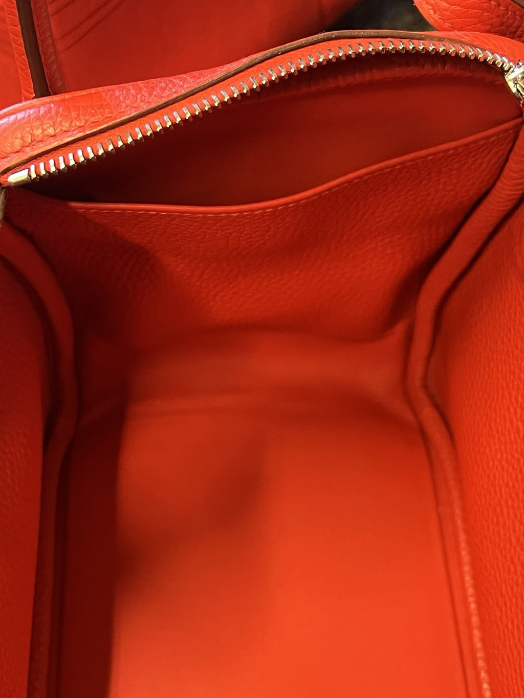 Hermes 2017 Lindy 30 Red Leather Shoulder Bag, Organizer & Dust Bag (view 9)