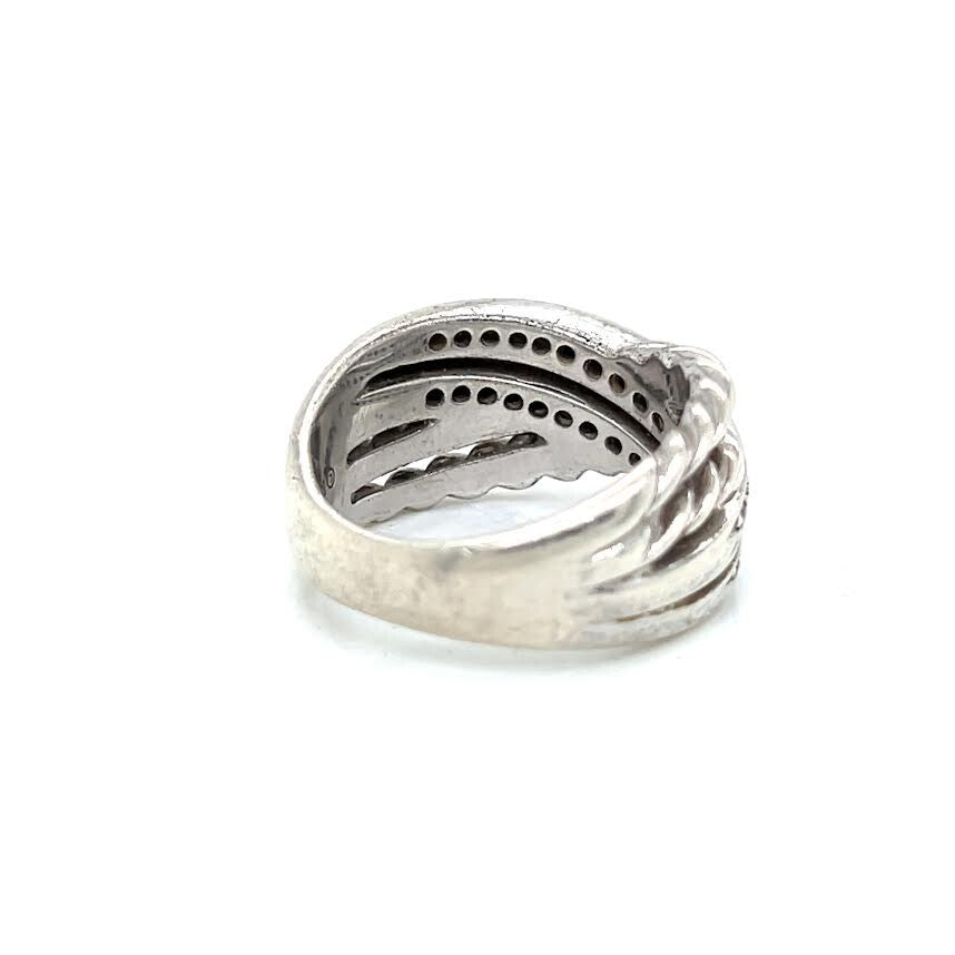 DAVID YURMAN DIAMOND CROSSOVER SILVER RING SIZE 8 — view 10
