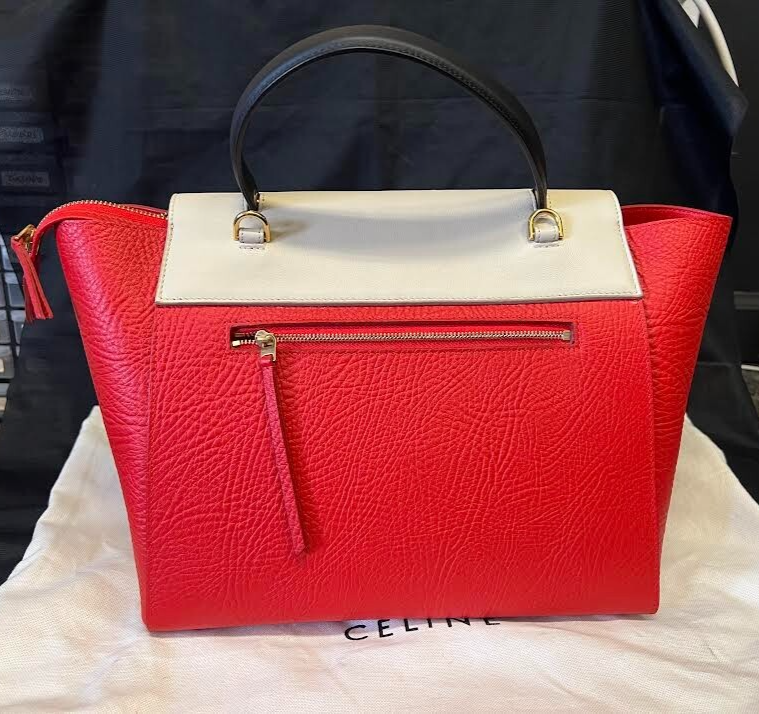 CELINE ELEPHANT CALFSKIN MINI TRI-COLOR BELT BAG VERMILLION W REMOVABLE STRAP — view 4