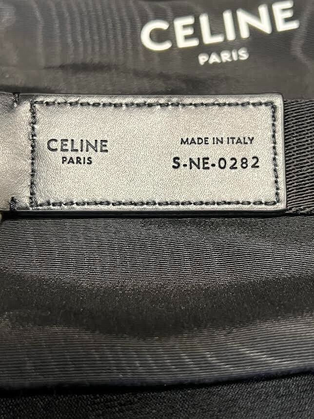CELINE DOUBLE RING BLACK JAQUARD/CALFSKIN BELT FITS 80-100cm7