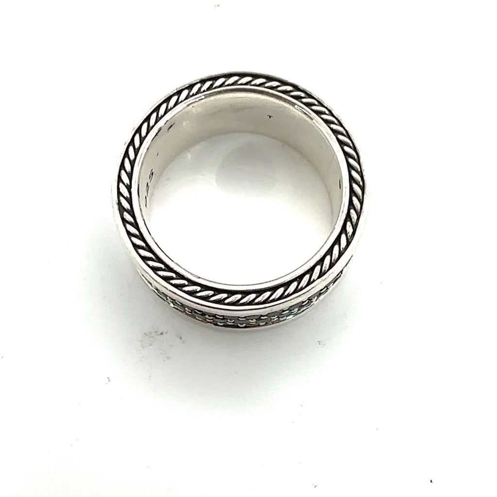David Yurman Sterling Silver 3 Row Black Diamond Streamline Band Ring Size 7.5 — view 3