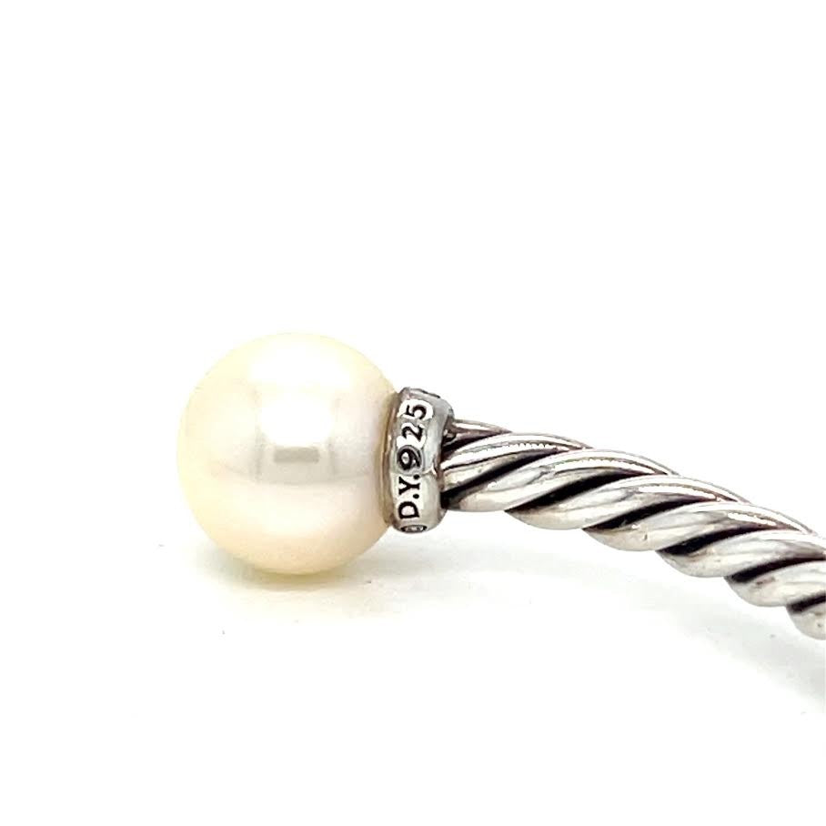 David Yurman Sterling Silver 925 Solari Bracelet with Pearls & Diamonds Size M. — view 8