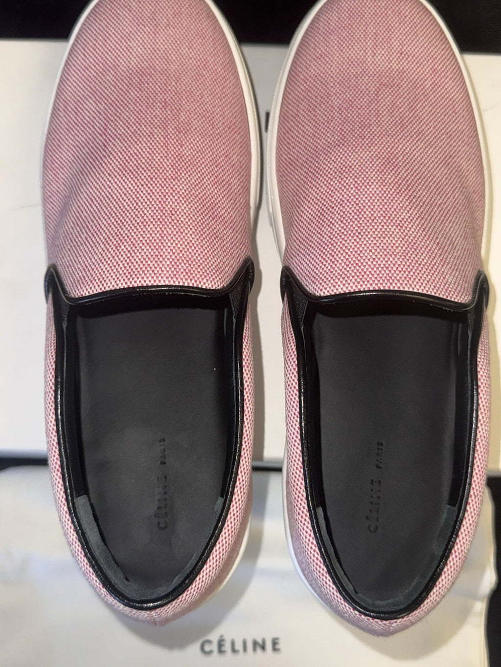 Celine 25TL Rose Petal Slip-on Sneakers Size US 8.5 / EU 38.5 Red & White (view 8)