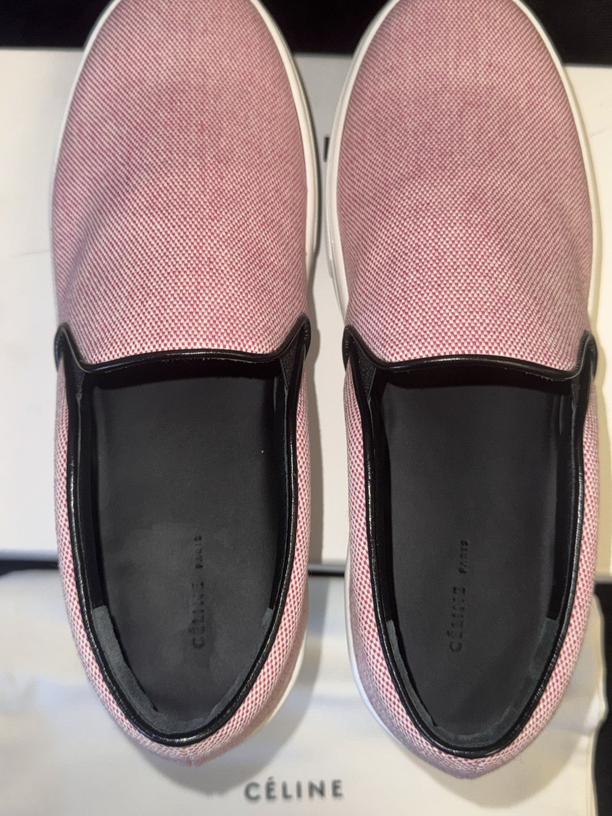 Celine 25TL Rose Petal Slip-on Sneakers Size US 8.5 / EU 38.5 Red & White (view 8)