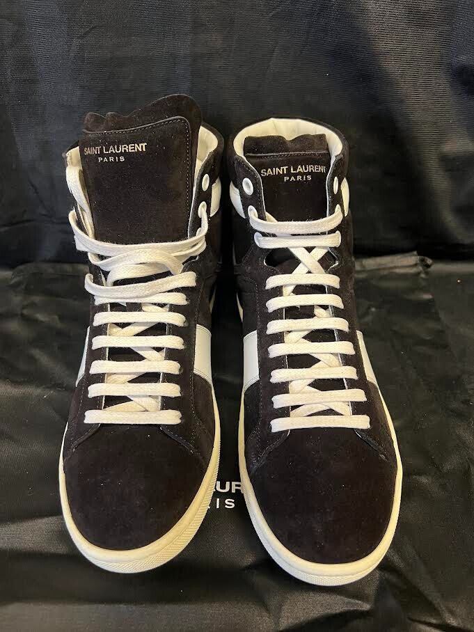 Saint Laurent SL/O2H High Top Sneakers Black and White Suede Size 39 (us 6) (view 1)