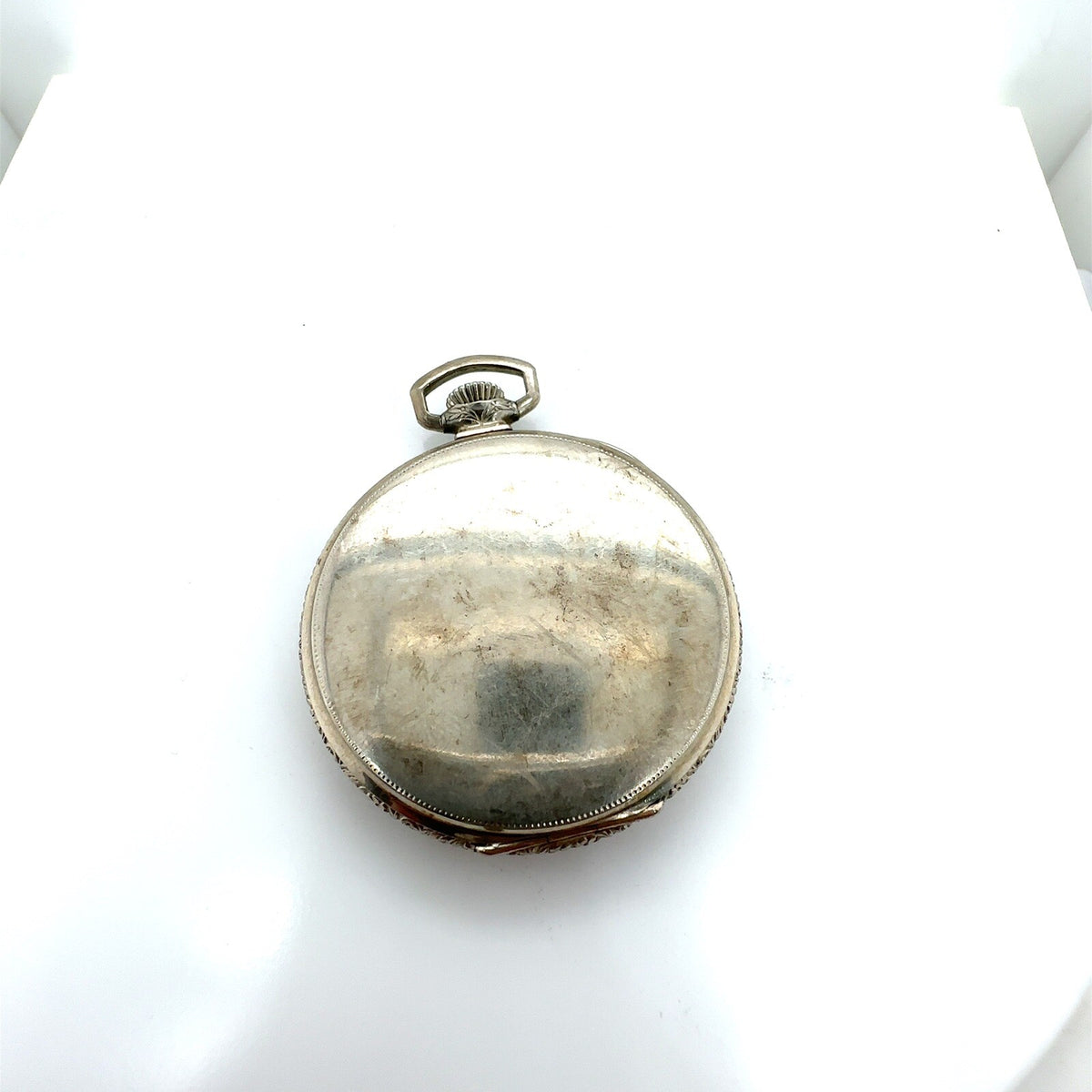 Elgin 14K White Gold Filled Pocket Watch Not Working Probably Main Spring (view 4)