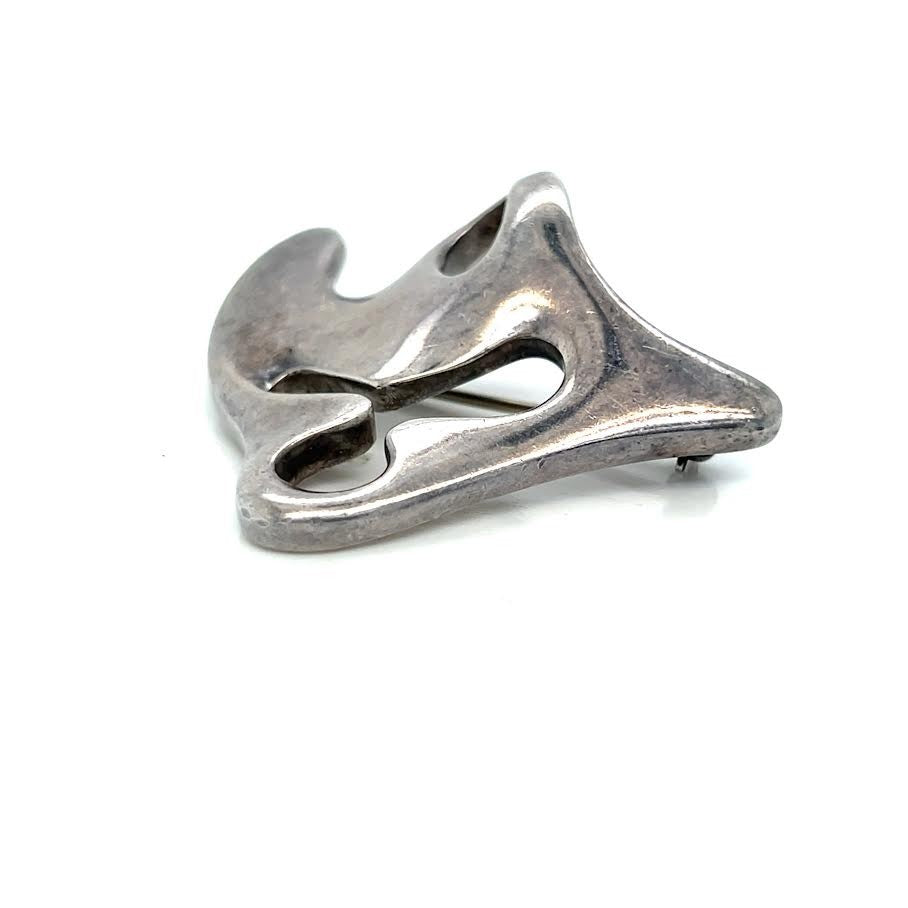 GEORG JENSEN AMOEBA BROOCH STERLING SILVER 925 VINTAGE DENMARK 322 STAMP 1950s — view 3