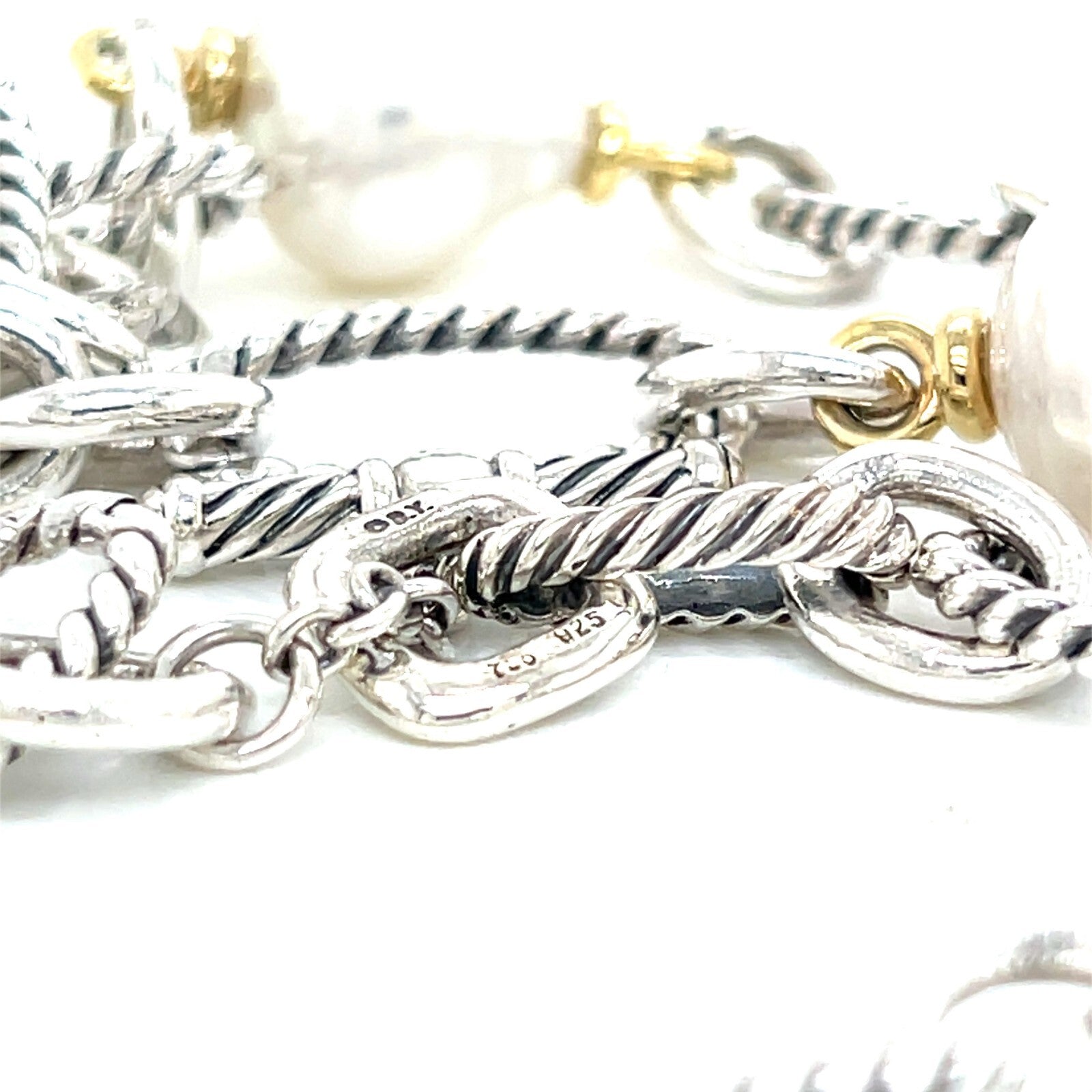 DAVID YURMAN PEARL CHAIN 36" NECKLACE GOLD AND SILVER — view 4