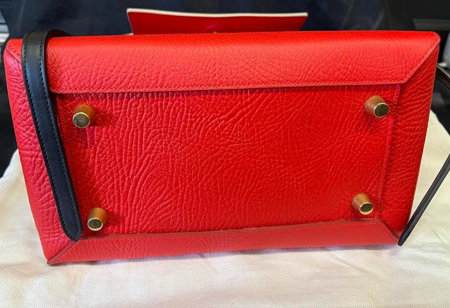 Celine Elephant Calfskin Mini Tri-color Belt Bag Vermillion W Removable Strap (view 7)