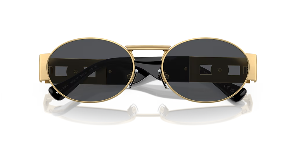 VERSACE OVAL SUNGLASSES VE2264 MATTE GOLD FRAME DARK GREY LENS 140mm — view 5