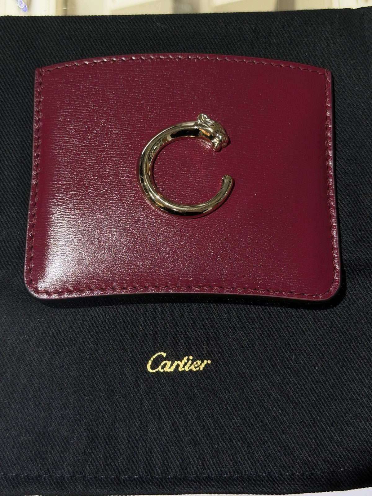 Cartier Panthere de Cartier Card Holder Red Wine Gold C Logo0