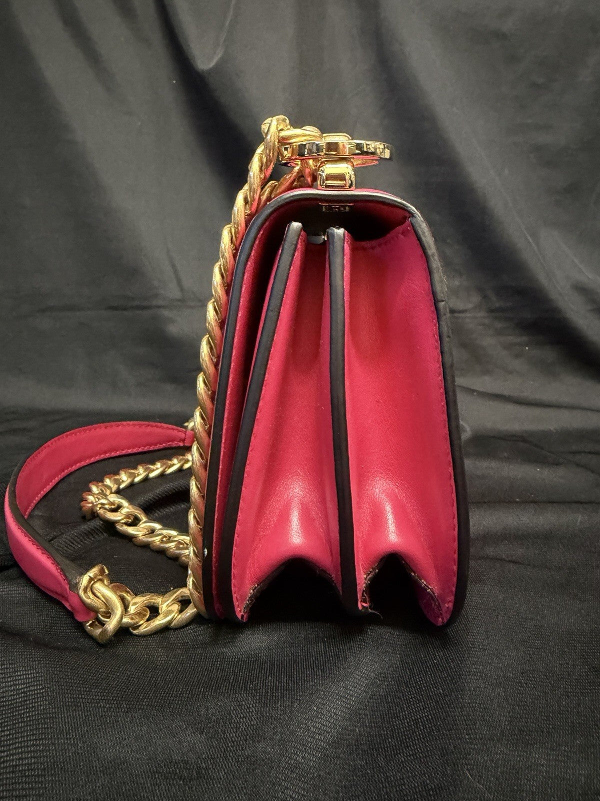 Prada Sidonie Calfskin Handbag Pink and Gold Chain Strap — view 2