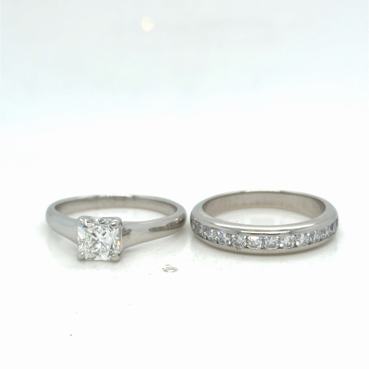 Tiffany & Co. Lucida Ring Set PT950 1.06ct Solitare & Channel Set Band Size 7.5 (view 9)