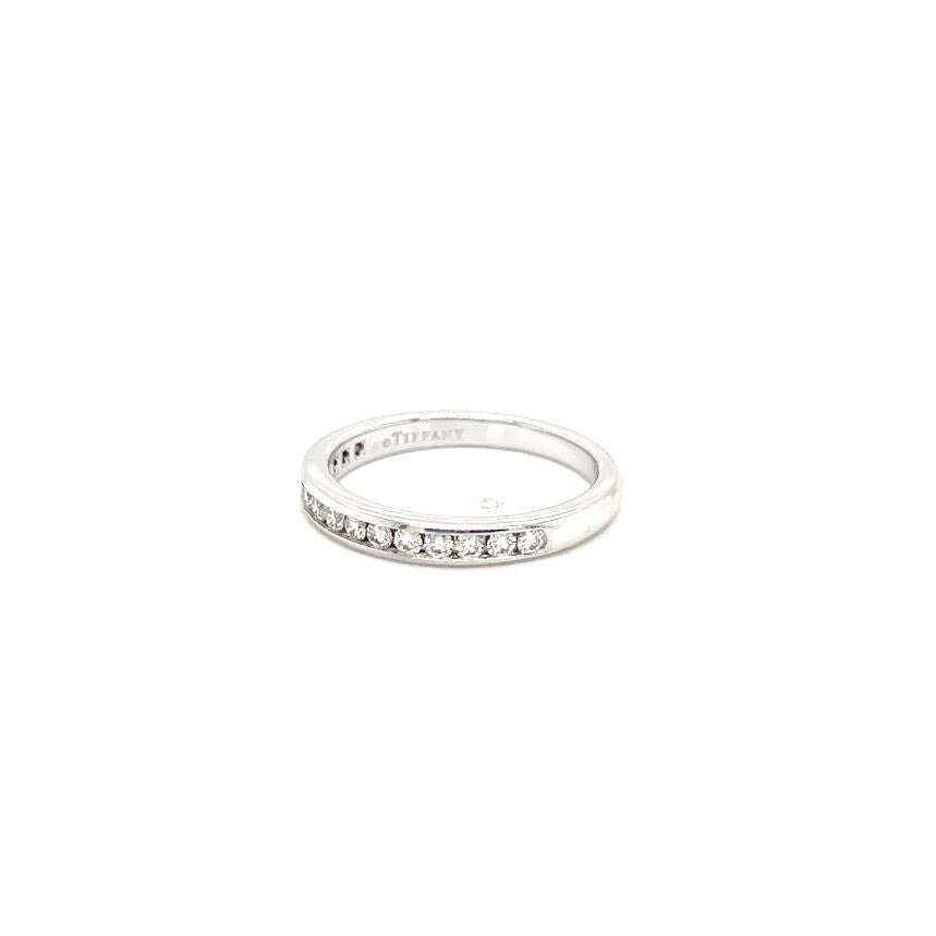 TIFFANY & CO. SETTING WEDDING BAND CHANNEL SET DIAMOND RING 2.5mm PLATINUM BAND — view 2