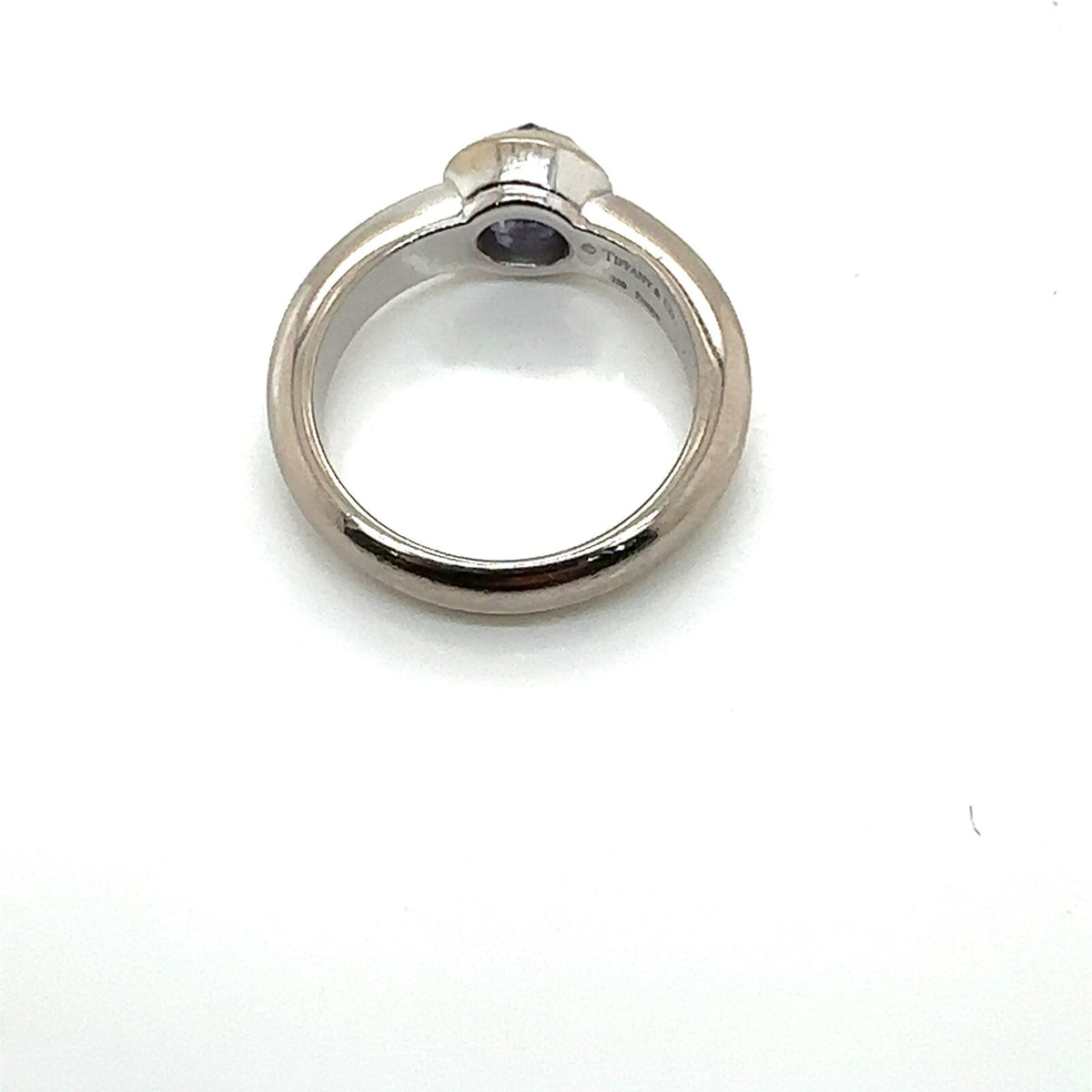Tiffany & Co. France 18k White Gold & Amethyst Bezel Set Solitiare Ring Size 6.5 (view 3)