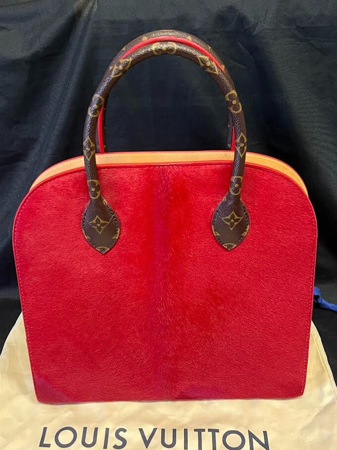 Louis Vuitton x Christian Louboutin Monogram Studded Red Calfhair Top Handle Bag (view 3)