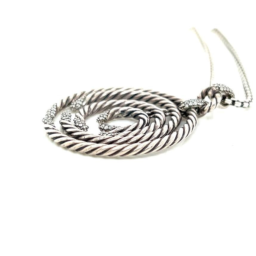 DAVID YURMAN WILLOW PENDANT NECKLACE STERLING SILVER 18" CHAIN W JEWELRY BAG — view 3