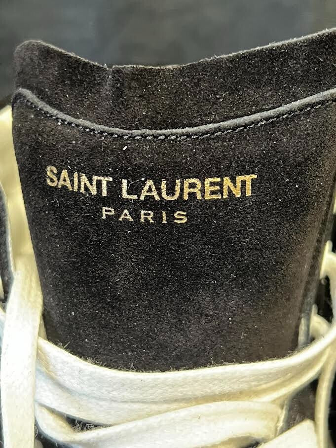 Saint Laurent SL/O2H High Top Sneakers Black and White Suede Size 39 (us 6) (view 12)