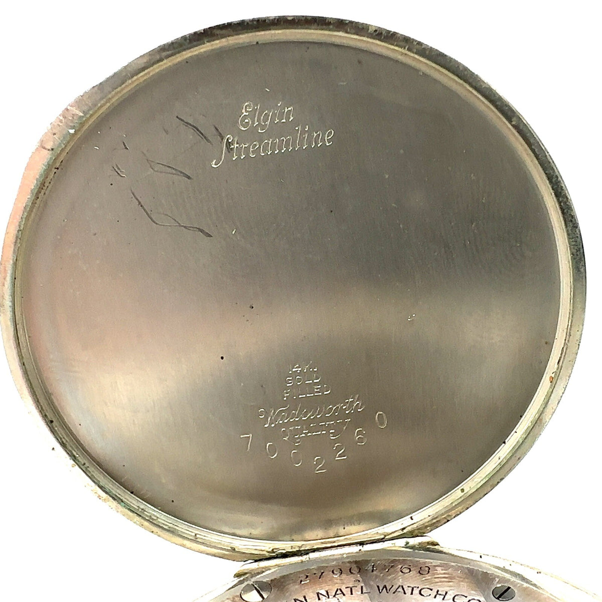 Elgin 14K White Gold Filled Pocket Watch Not Working Probably Main Spring (view 3)