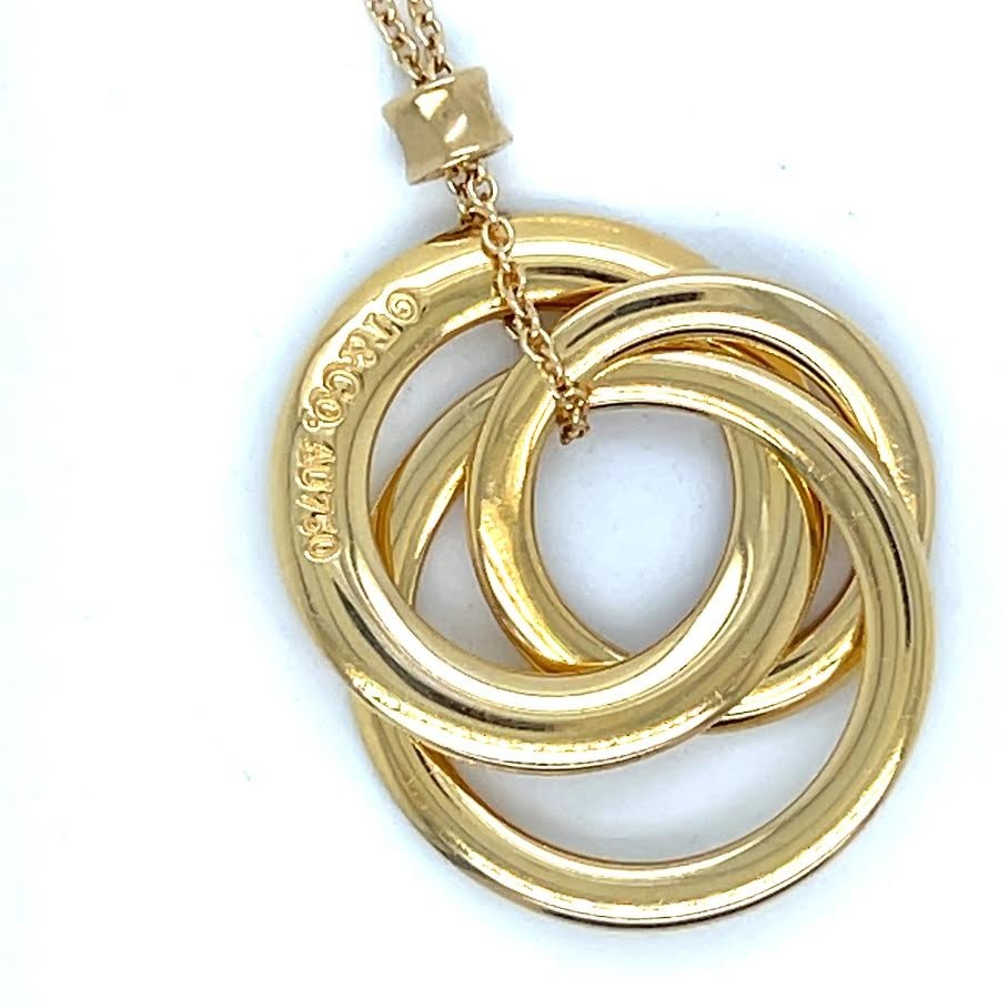 TIFFANY & CO. 1837 INERLOCKING CIRCLE PENDANT NECKLACE 18K YELLOW GOLD 18 in — view 2
