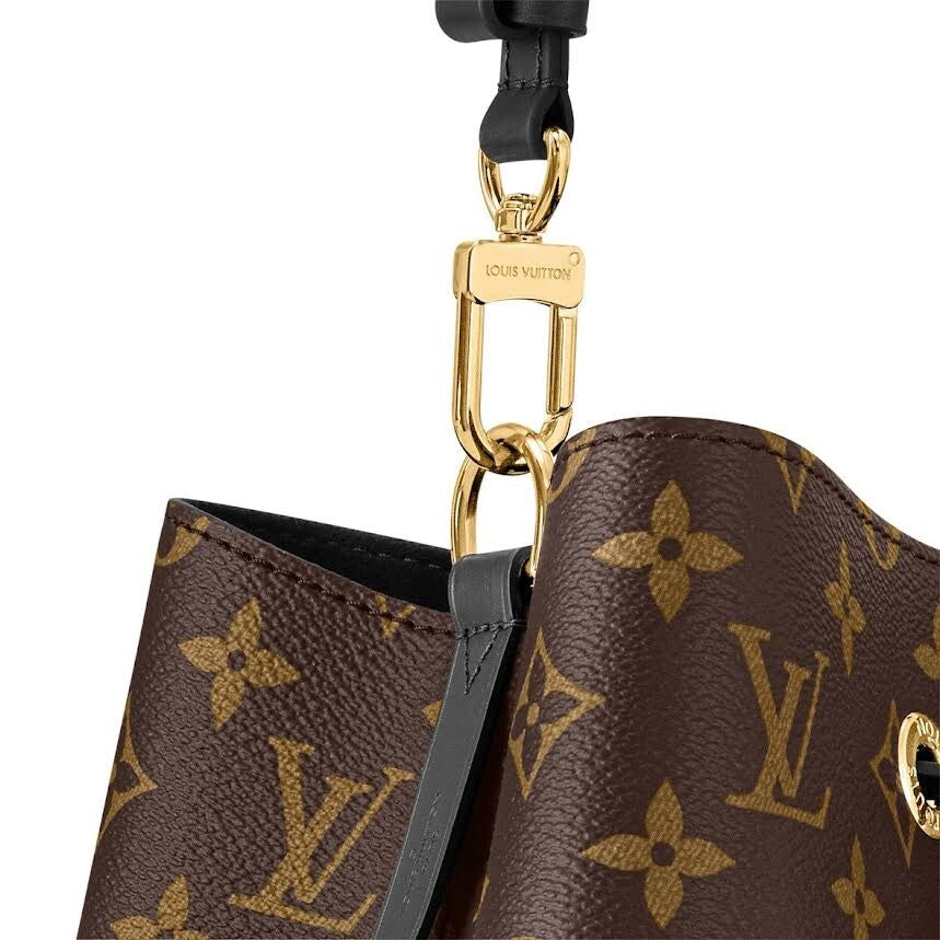 LOUIS VUITTON NEONOE MM BLACK MONOGRAM M44020 DRAWSTRING BUCKET BAG — view 4