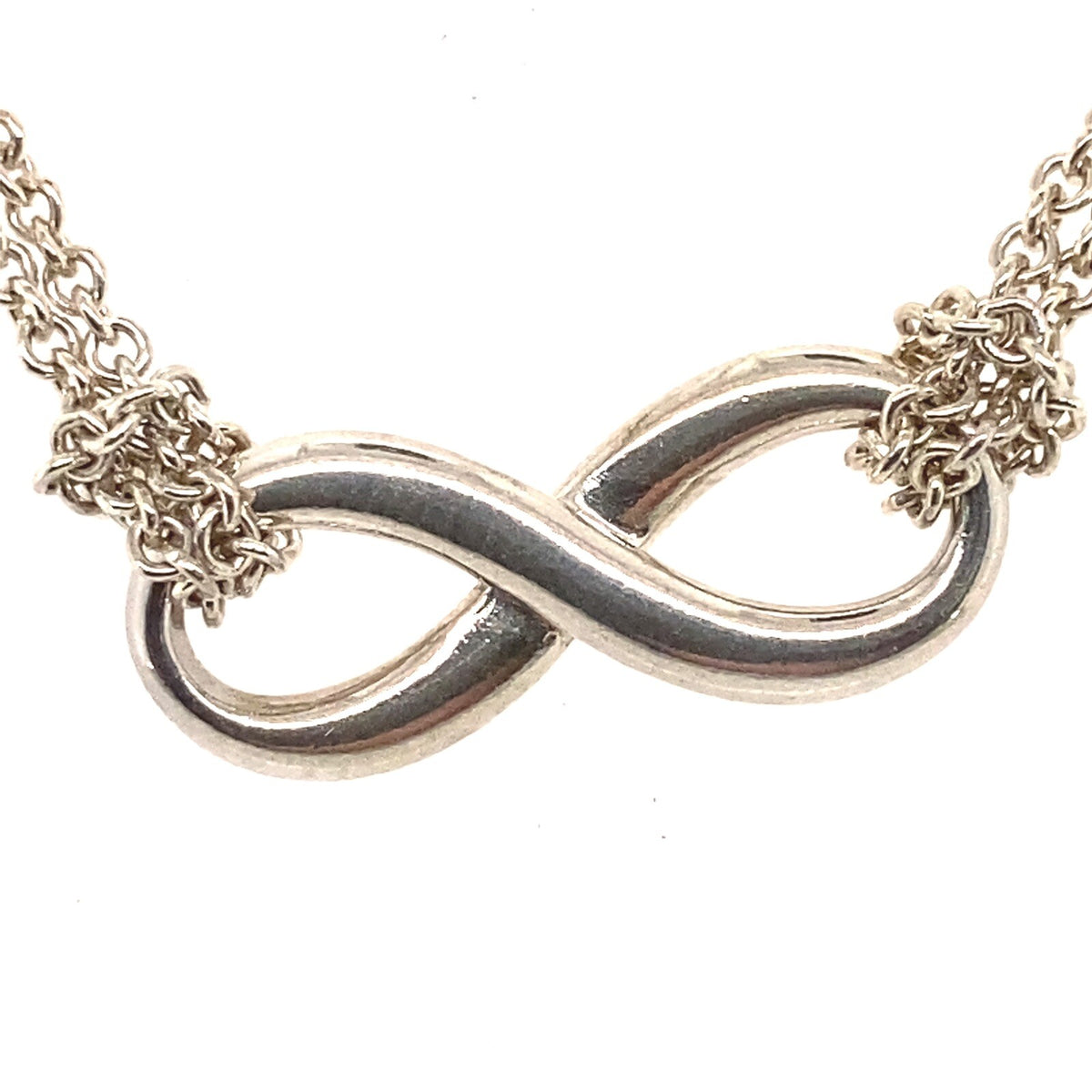 Original! Tiffany & Co fine silver double chain infinity necklace 18 inch (view 2)