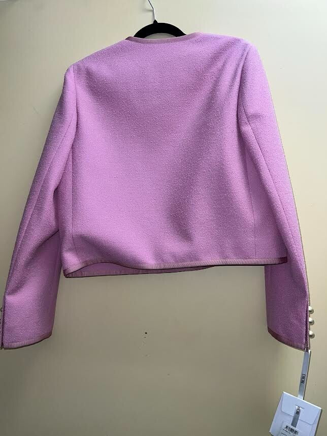 CHRISTIAN DIOR CROPPED JACKET PINK WOOL & COTTON BLEND BOULCE SIZE 34/US 02