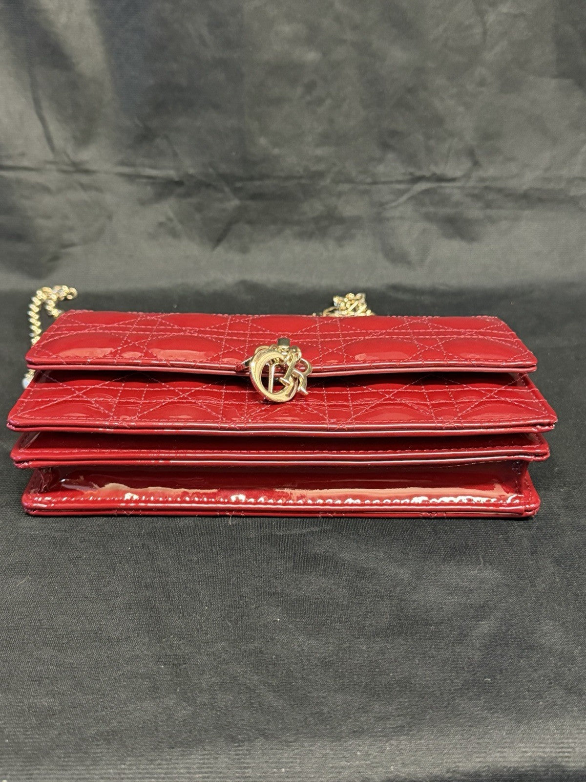 Christian Dior My Dior Mini Bag Cherry Red Patent Cannage Calfskin, Chain Strap — view 5