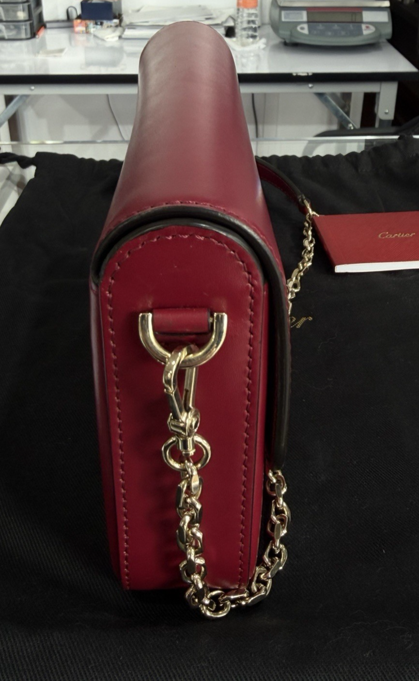 Cartier Mini Bag, C de Cartier Cherry Red Calfskin Gold Hardware Chain Strap — view 2