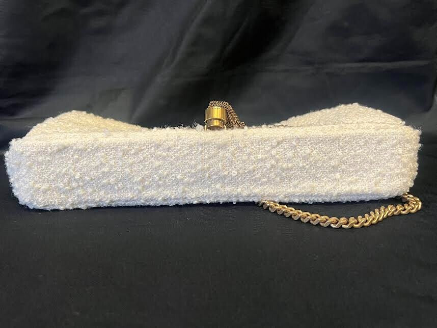 Ysl Saint Laurent Kate 99 Tweed Tassel Shouldet Bag W Chain Strap Cream (view 5)