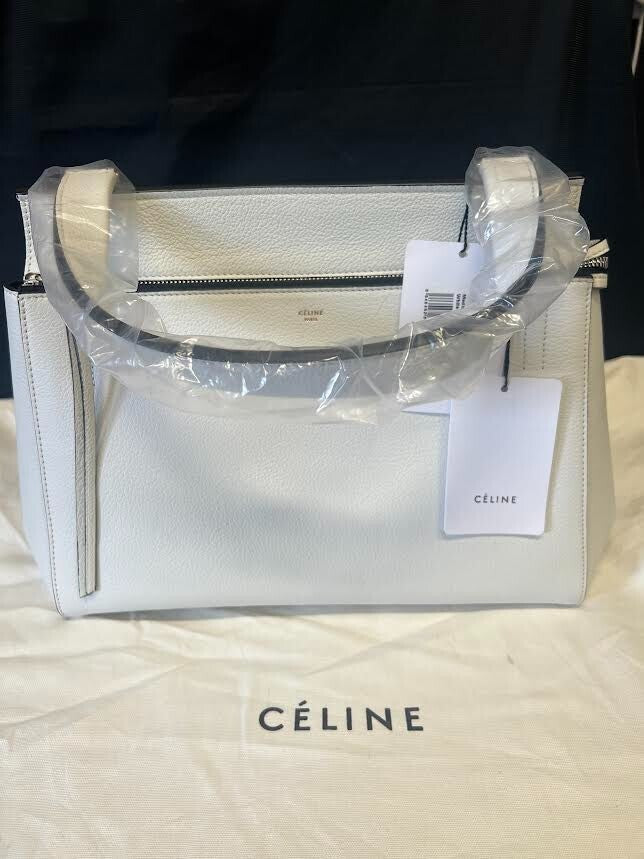 CELINE GRAINED CALFSKIN MEDIUM EDGE SHOULDER BAG WHITE W DUST BAG — view 2