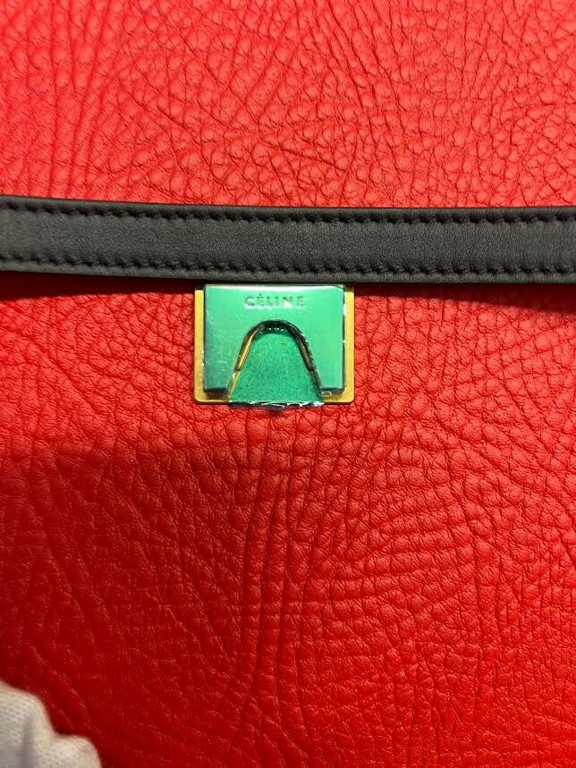 Celine Elephant Calfskin Mini Tri-color Belt Bag Vermillion W Removable Strap (view 9)