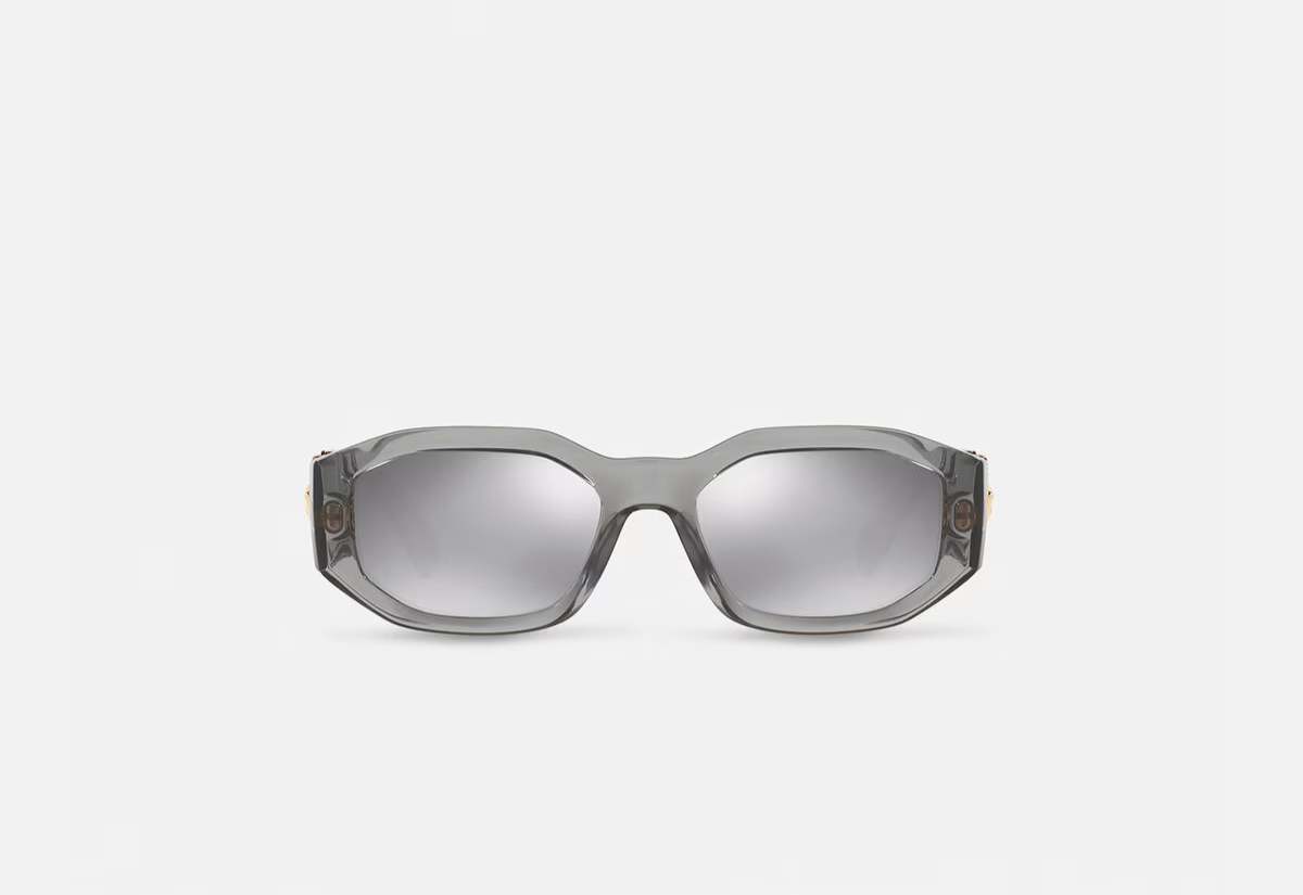 New Versace VE4361 Medusa Biggie Transparent Grey Light Grey Mirror Silver 80 — view 2