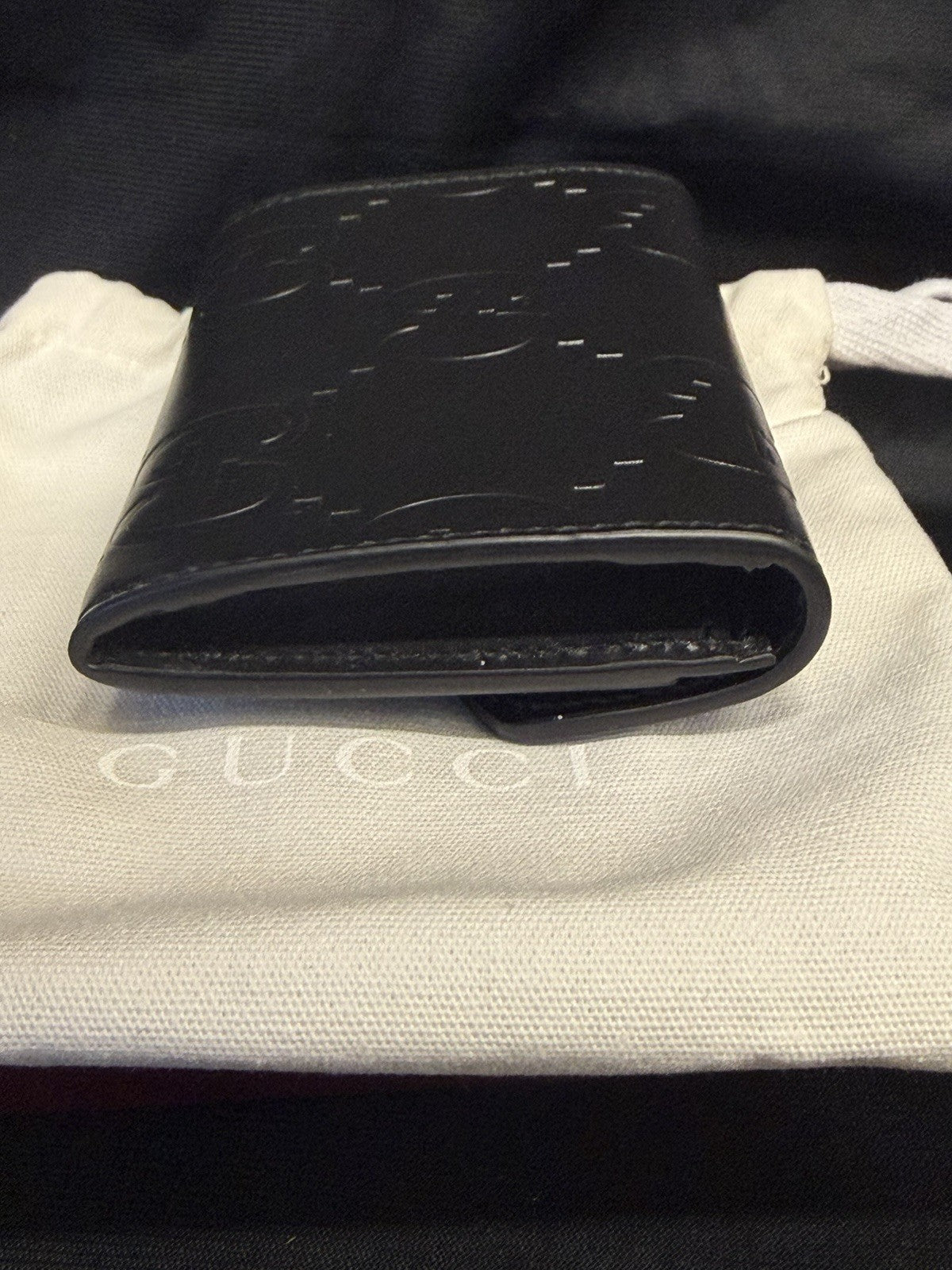 Gucci GG Emblem Card Case Black Leather Gold Hardware3