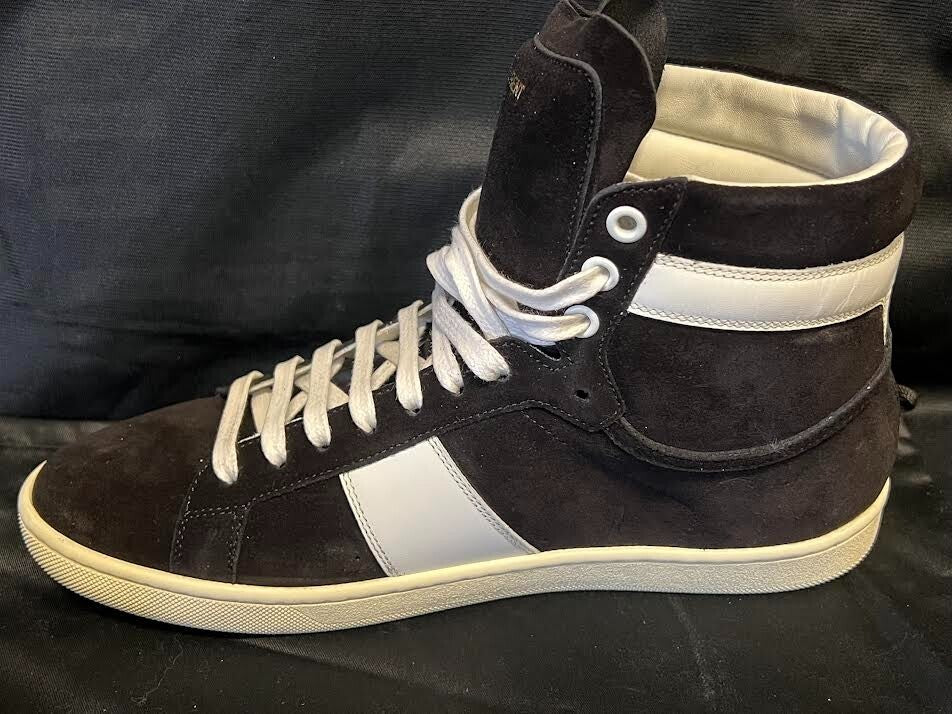 Saint Laurent SL/O2H High Top Sneakers Black and White Suede Size 39 (us 6) (view 5)