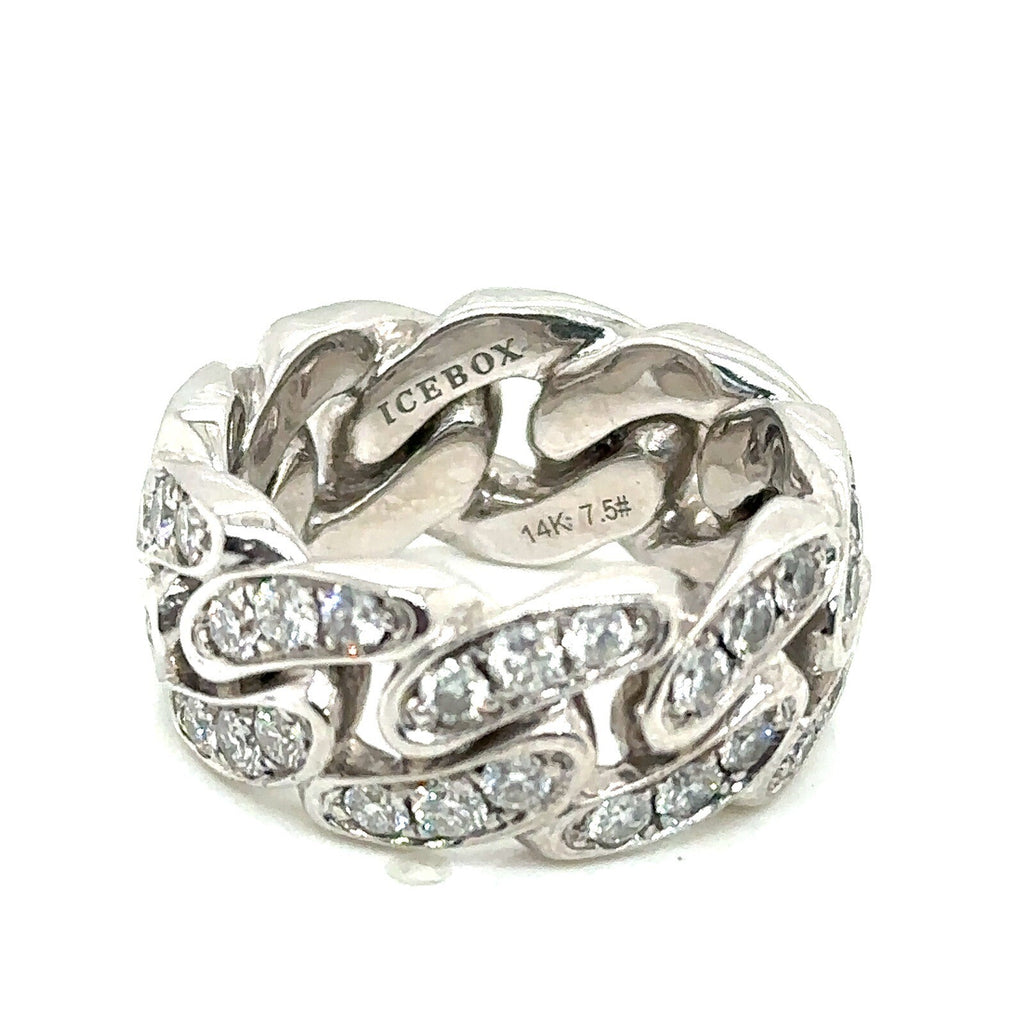IceBox 14k White Gold and Diamond Cuban Link Ring 2.70tcw (view 4)