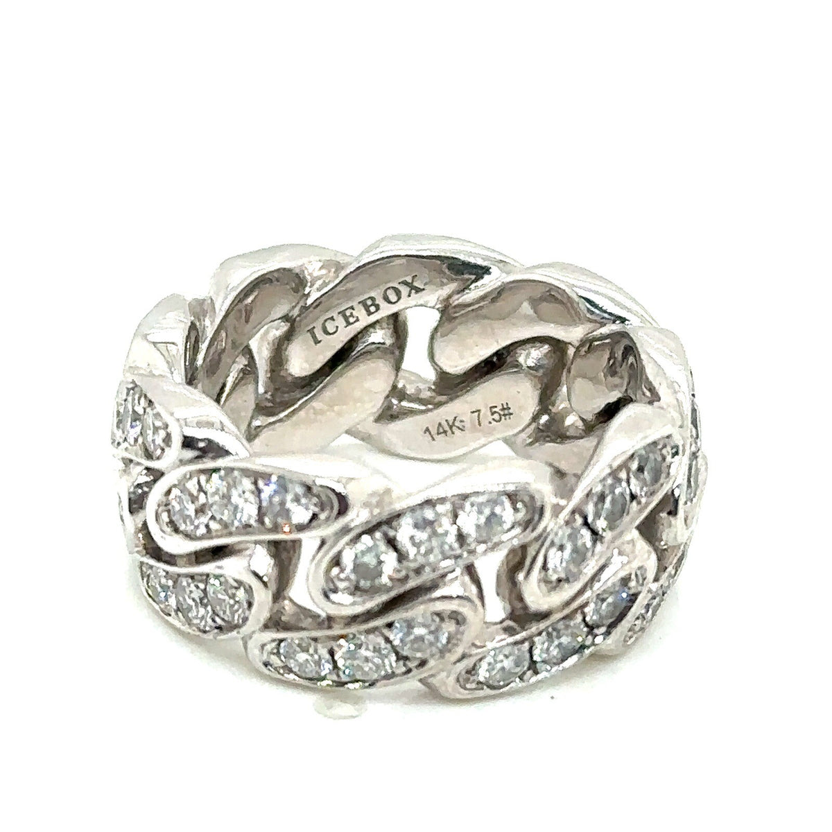 IceBox 14k White Gold and Diamond Cuban Link Ring 2.70tcw (view 4)