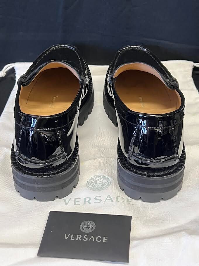 VERSACE CHUNKY LOAFERS PATENT LEATHER BLACK SIZE 42 / US 9 DSU75472