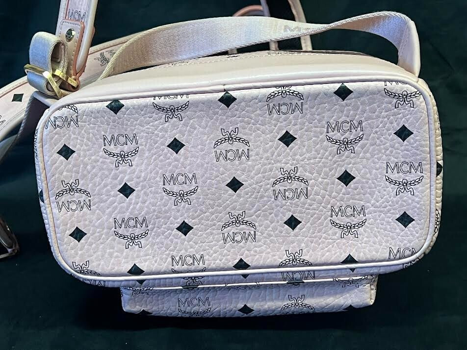 Mcm Stark Side Studs Backpack IN Visetos Small Soft Pink - Canvas/leather (view 3)