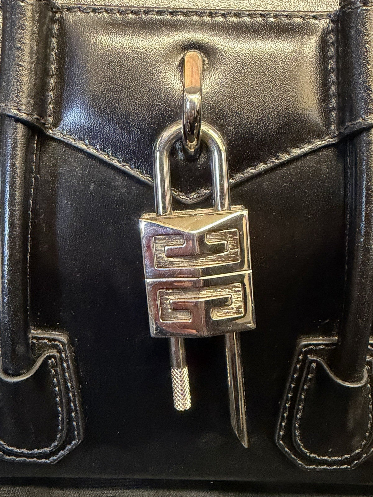 Givenchy Mini Antigona Lock Leather Satchel with Crossbody Strap Black (view 10)
