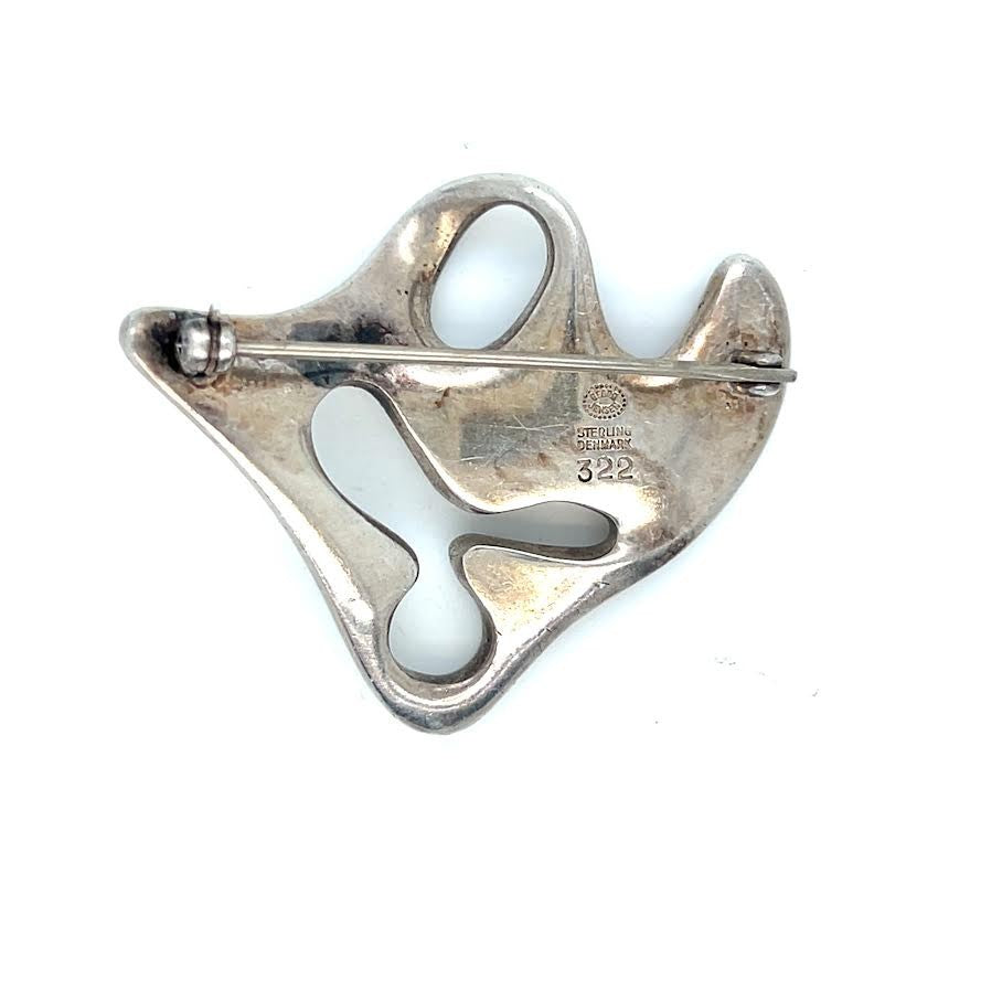 GEORG JENSEN AMOEBA BROOCH STERLING SILVER 925 VINTAGE DENMARK 322 STAMP — view 10