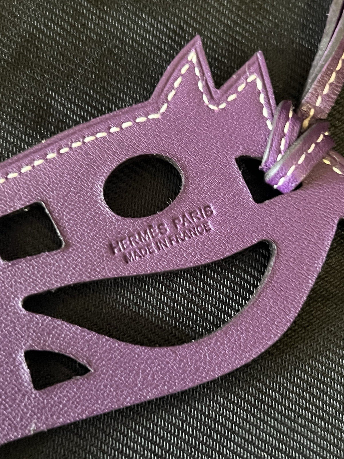 Hermes Paddock Cheval Horse Leather Bag Charm Purple (view 3)