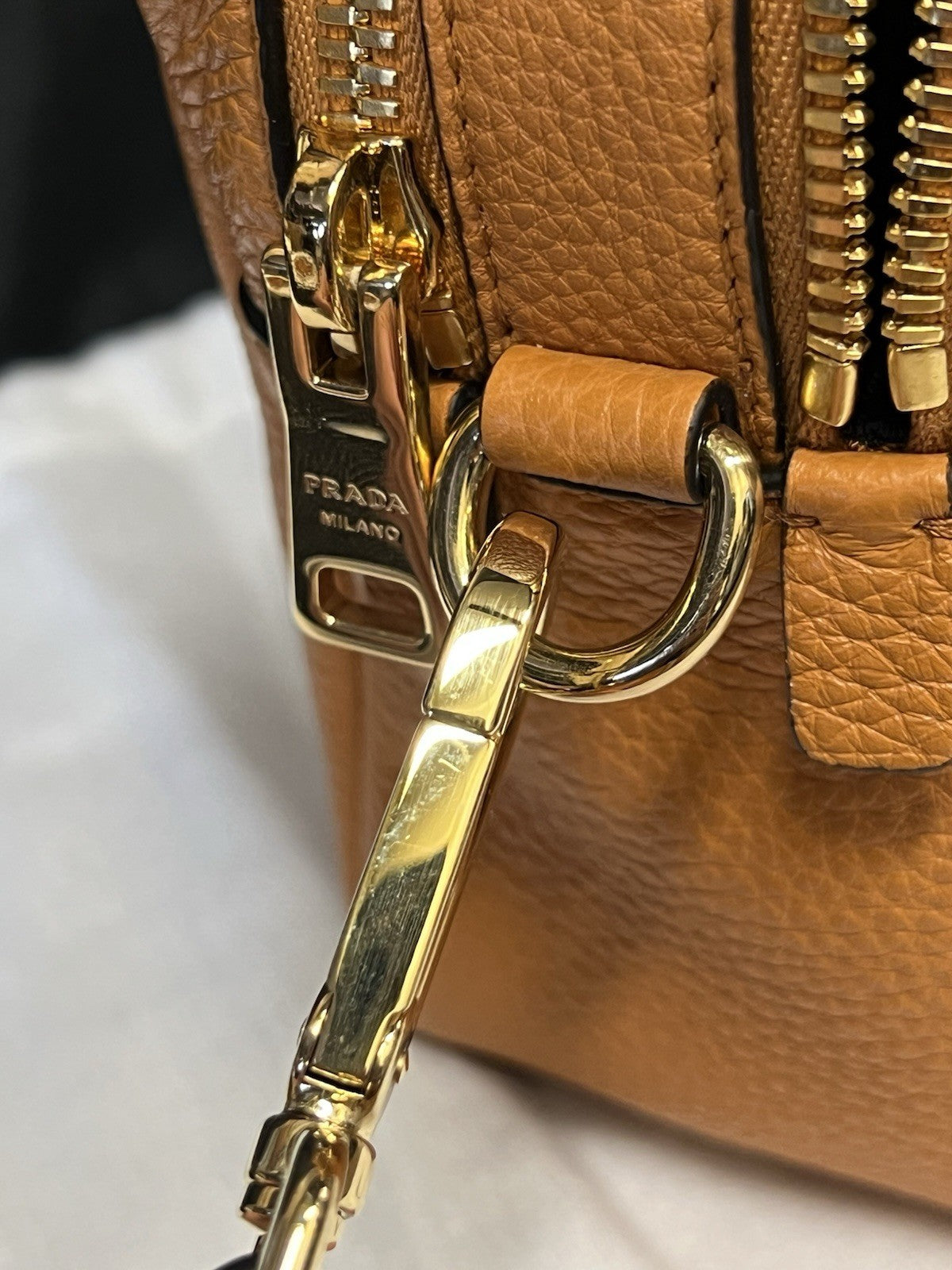 Prada Small Leather Shoulder Bag with Extra Strap Amber 1BH082_2DKV_F04GV_V_7NM (view 12)