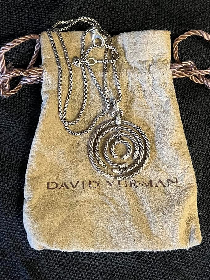 DAVID YURMAN WILLOW PENDANT NECKLACE STERLING SILVER 18" CHAIN W JEWELRY BAG — view 15